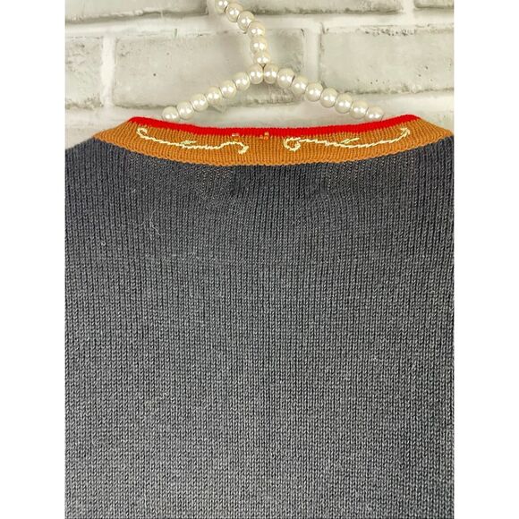 JTWO New York 90s Vintage Vibrant Black Cardigan Rooster Embroidery And Beaded W - Picture 5 of 9